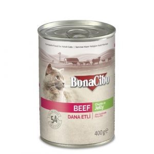 Bonacibo Canned Wet Adult Cat Food Beef Chunks In Jelly