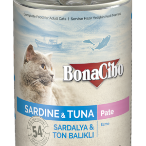 bonacibo canned wet adult cat food sardine and tuna pate 400gm
