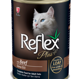reflex plus adult cat can food with beef