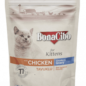 BonaCibo Kitten Cat Food Pouch Sterilized Cat Chicken Chunks in Jelly 85g