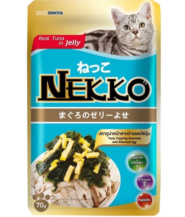 Nekko Pouch Cat Food Tuna Topping Seaweed and Steamed Egg in Jelly 70gm