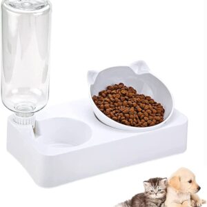 Cat Face Shape Feeding Bowl With Water Bottle 