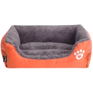 Paw Print Pet Bed For Cat And Dog Orange