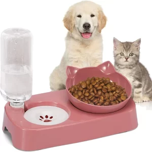 Cat Food Bowl With Automatic water Dispenser