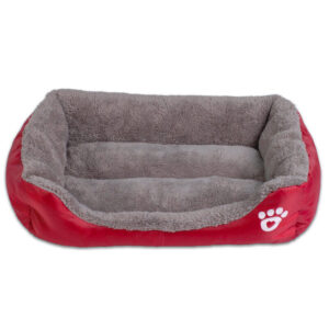 Paw Print Pet Bed For Cat And Dog Red